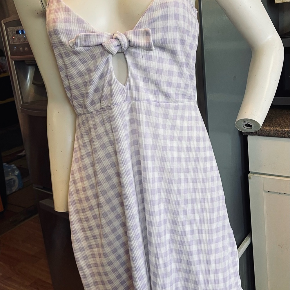 GINGHAM KNOT FRONT FLIPPY DRESS - Picture 7 of 8